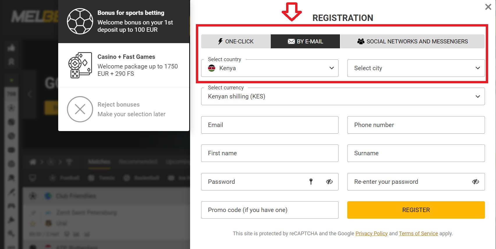 Melbet Kenya registration – How to sign up using email?